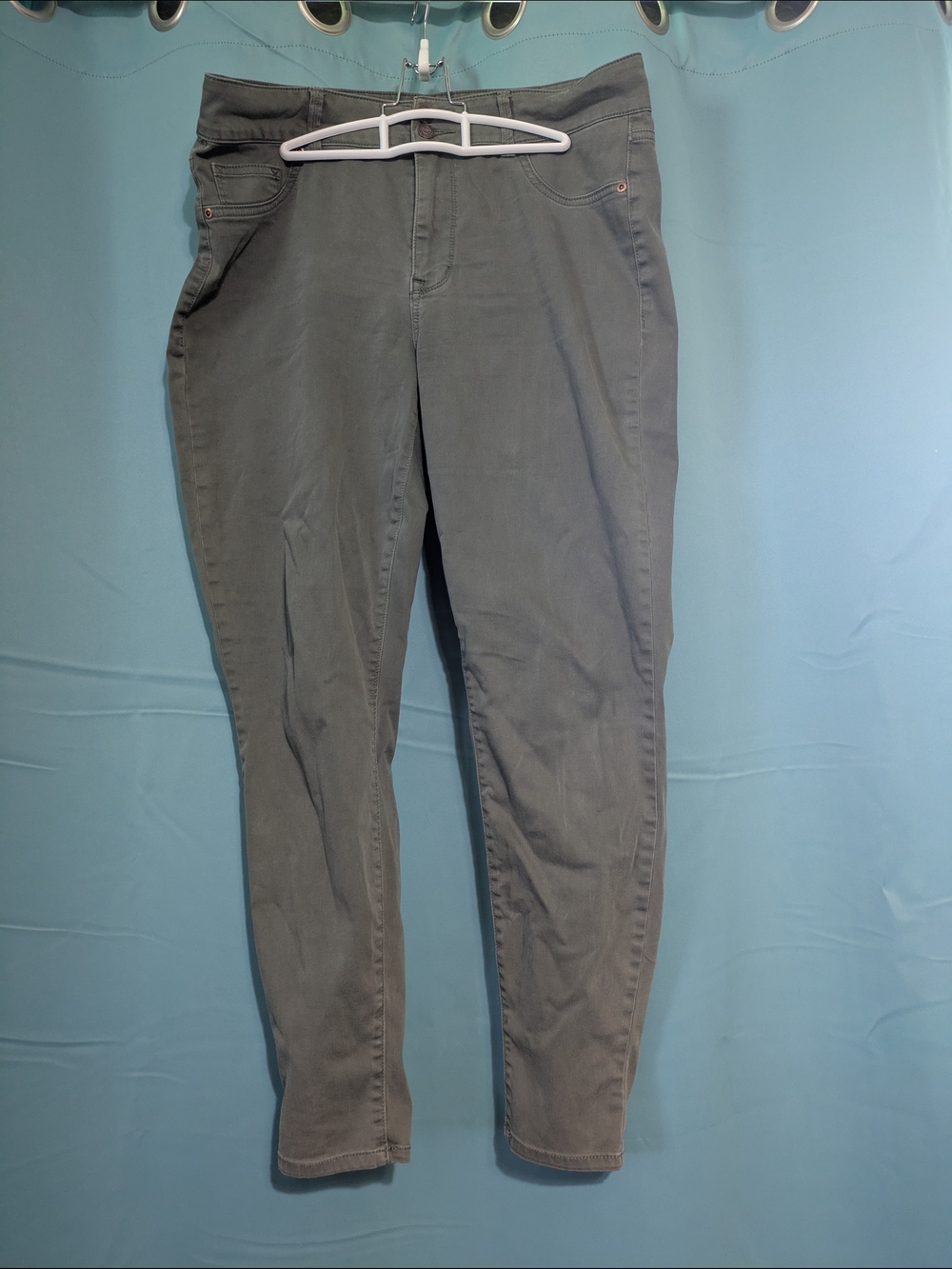 L Olive Green Super Skinny Jeans